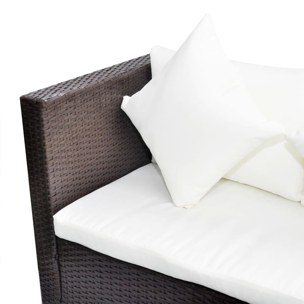 4-Tlg. Garten-Lounge-Set Mit Auflagen Poly Rattan