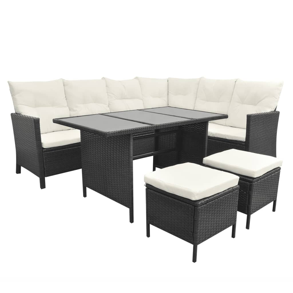 4-Tlg. Garten-Lounge-Set Mit Auflagen Poly Rattan