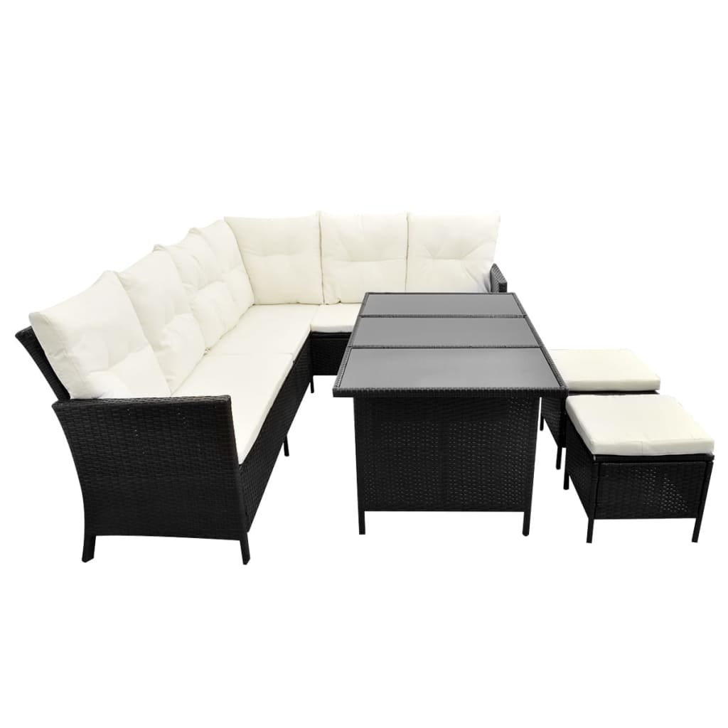 4-Tlg. Garten-Lounge-Set Mit Auflagen Poly Rattan