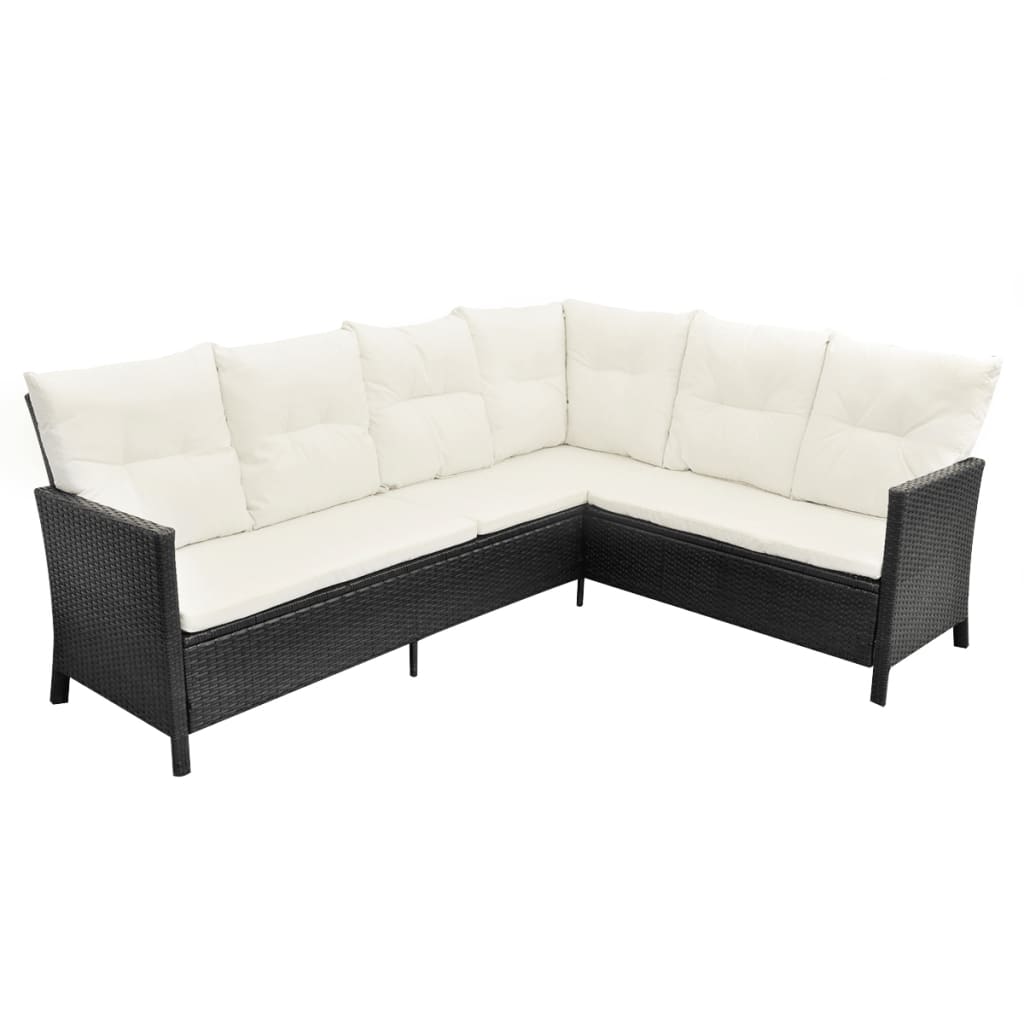 4-Tlg. Garten-Lounge-Set Mit Auflagen Poly Rattan