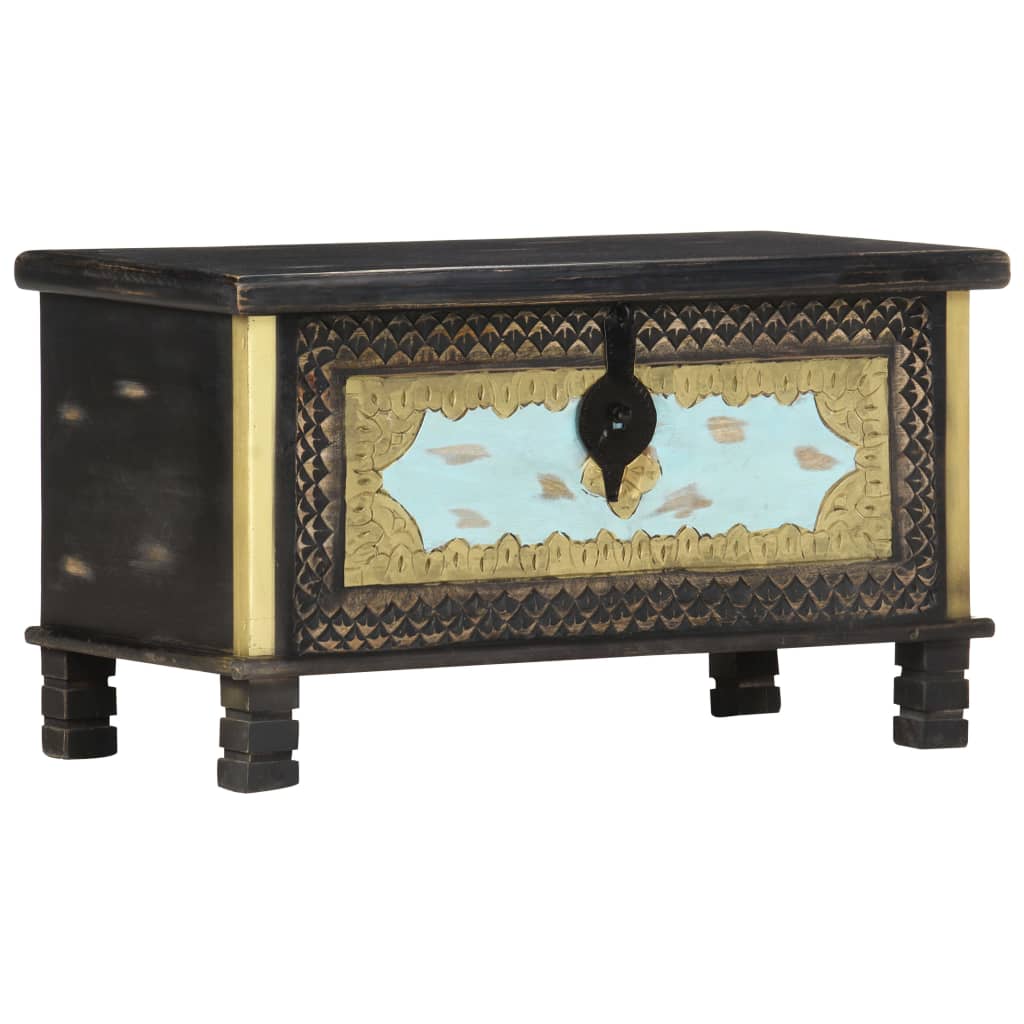Aufbewahrungstruhe Schwarz 80X40X45 Cm Mango Massivholz