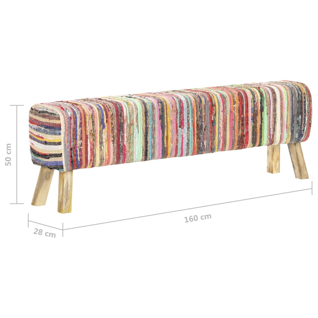 Bank 160 Cm Mehrfarbig Chindi-Stoff