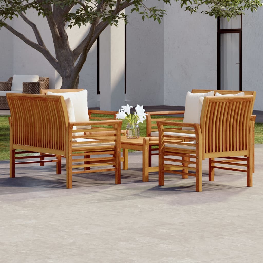 3-Tlg. Garten-Lounge-Set Mit Kissen Massivholz Akazie