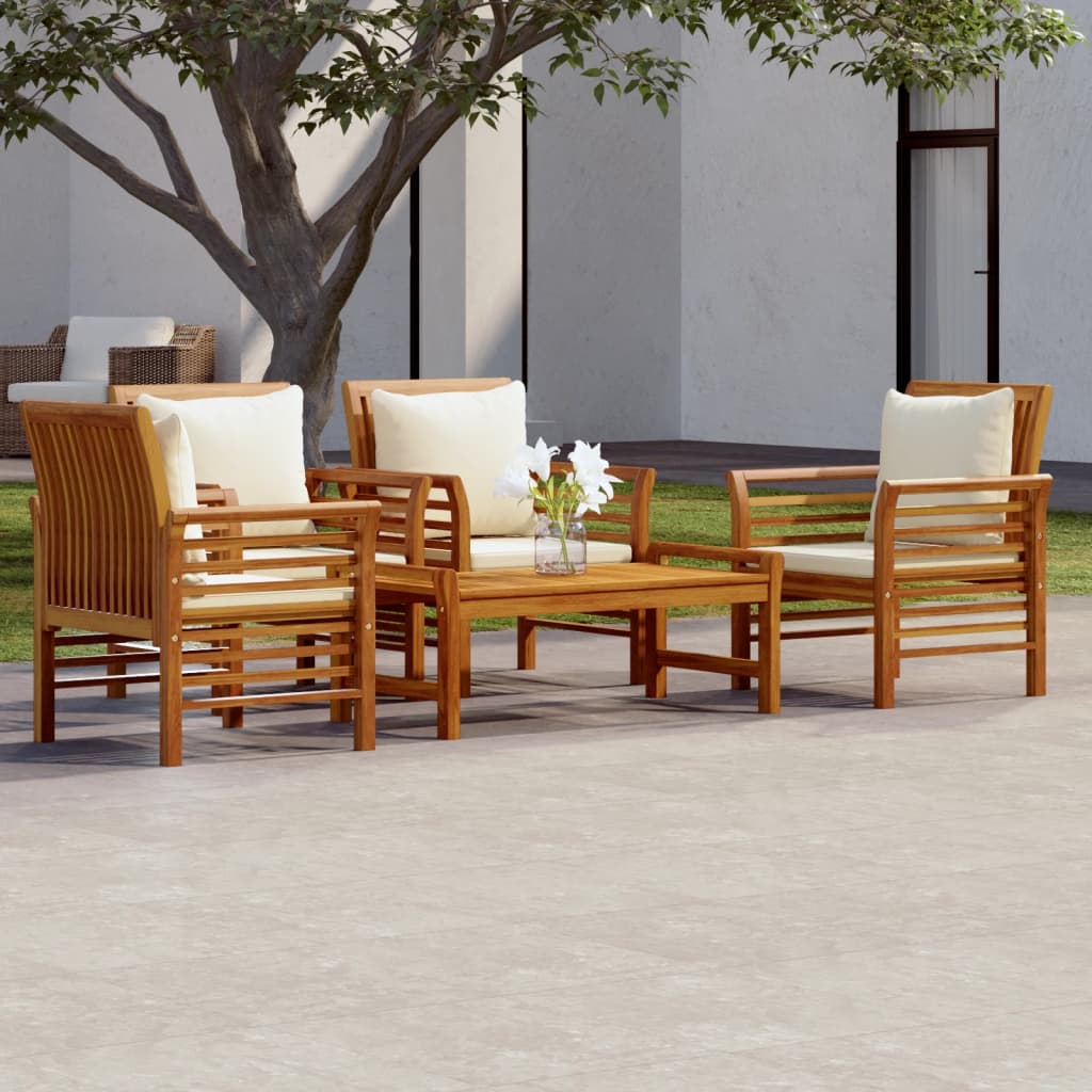 3-Tlg. Garten-Lounge-Set Mit Kissen Massivholz Akazie