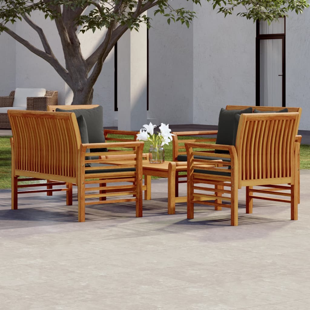 3-Tlg. Garten-Lounge-Set Mit Kissen Massivholz Akazie