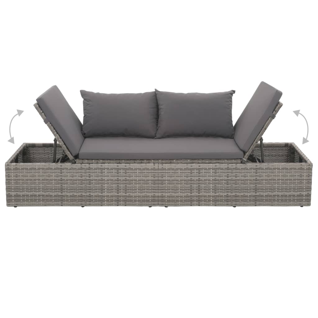 Outdoor-Lounge-Bett Mit Polster & Kissen Poly Rattan