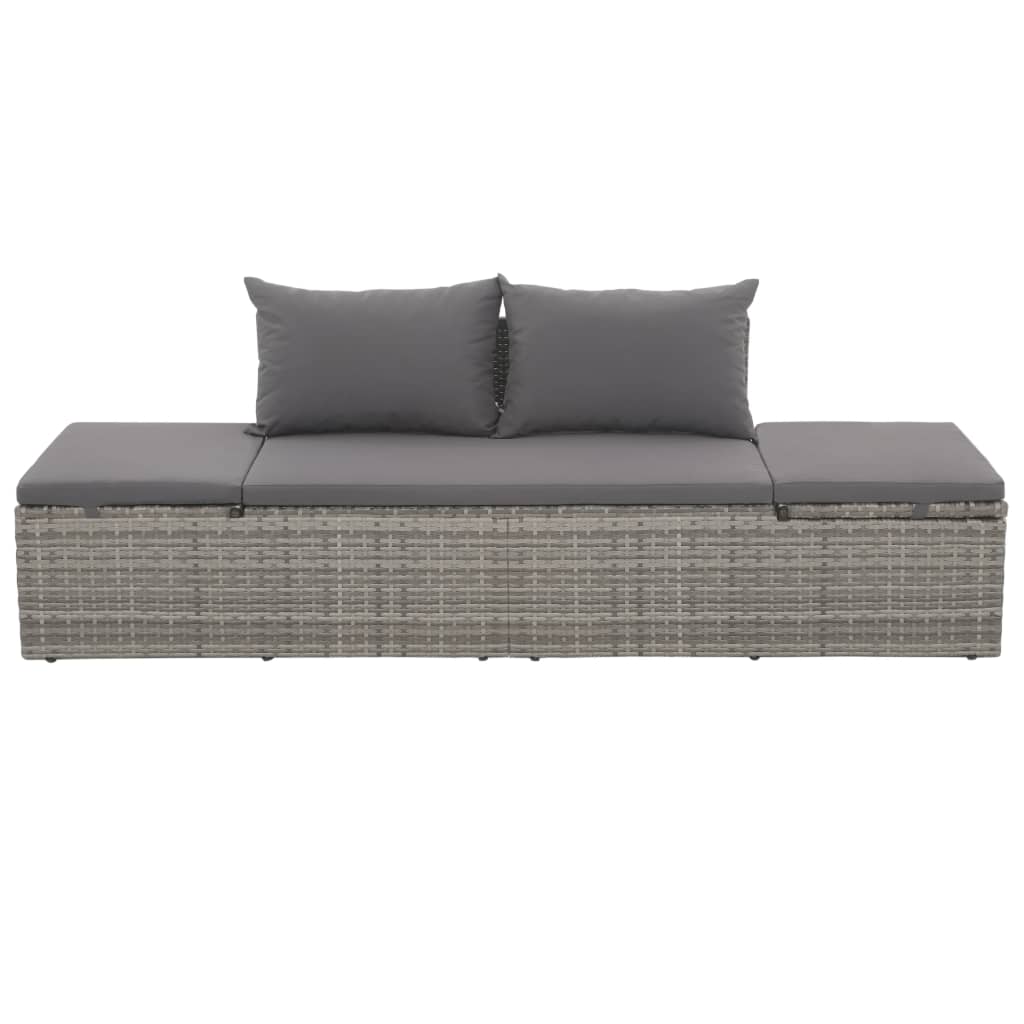 Outdoor-Lounge-Bett Mit Polster & Kissen Poly Rattan
