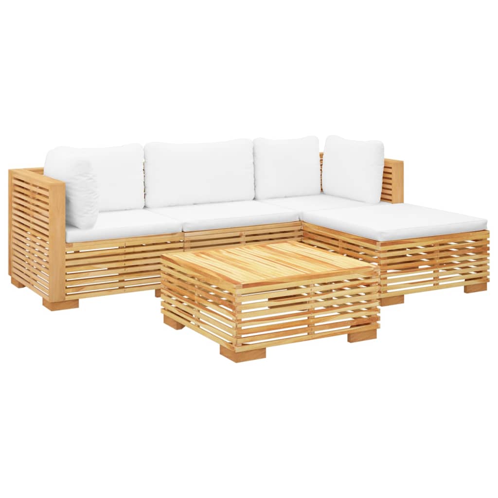 5-Tlg. Garten-Lounge-Set Mit Kissen Massivholz Teak
