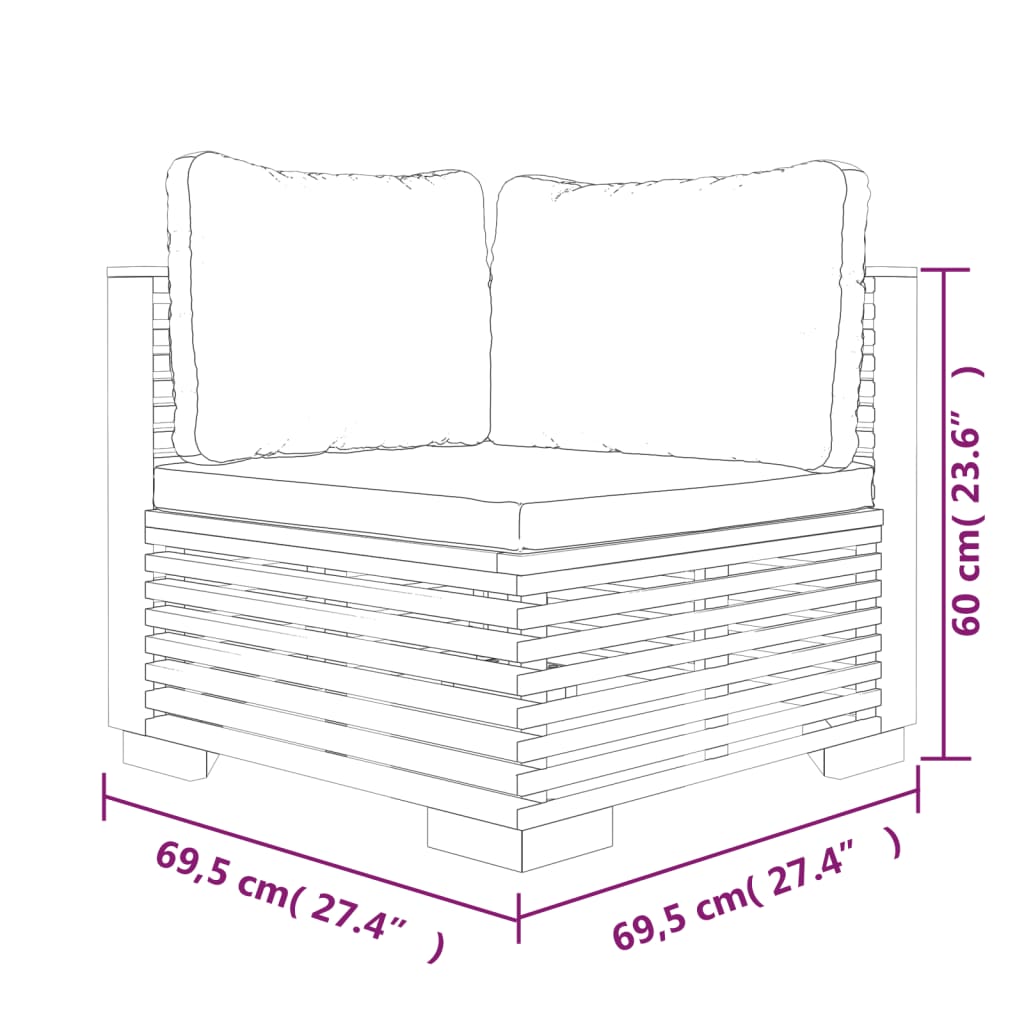5-Tlg. Garten-Lounge-Set Mit Kissen Massivholz Teak