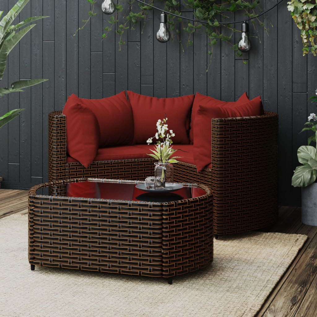 4-Tlg. Garten-Lounge-Set Mit Kissen Schwarz Poly Rattan