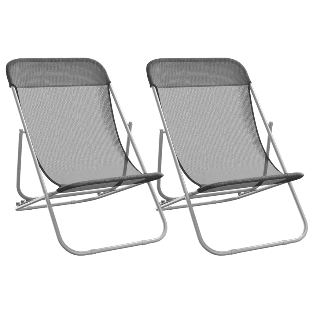 Strandstühle 2 Stk. Textilene & Pulverbeschichteter Stahl