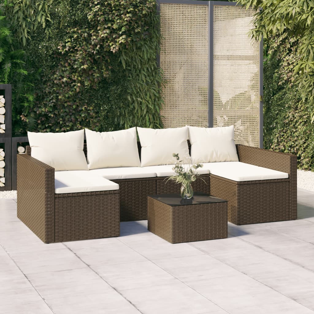 2-Tlg. Garten-Lounge-Set Mit Kissen Poly Rattan