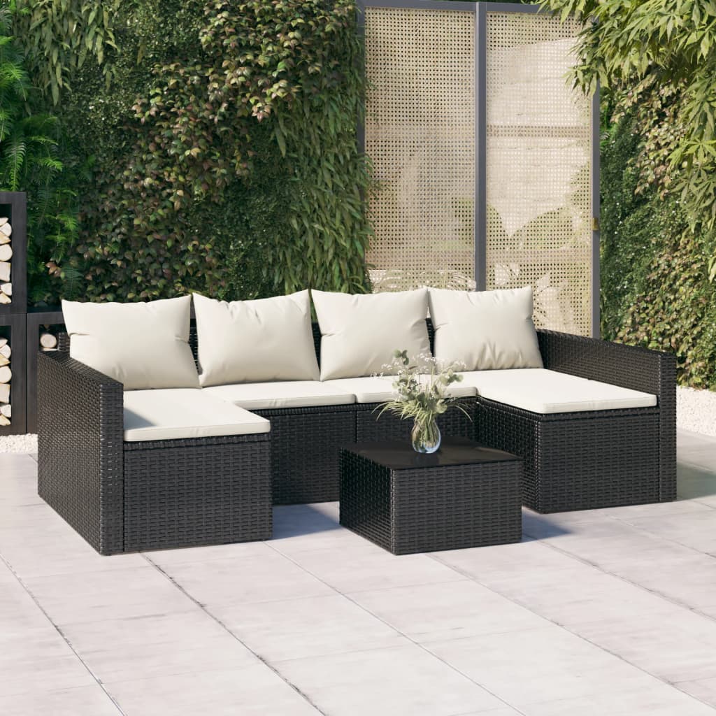 2-Tlg. Garten-Lounge-Set Mit Kissen Poly Rattan