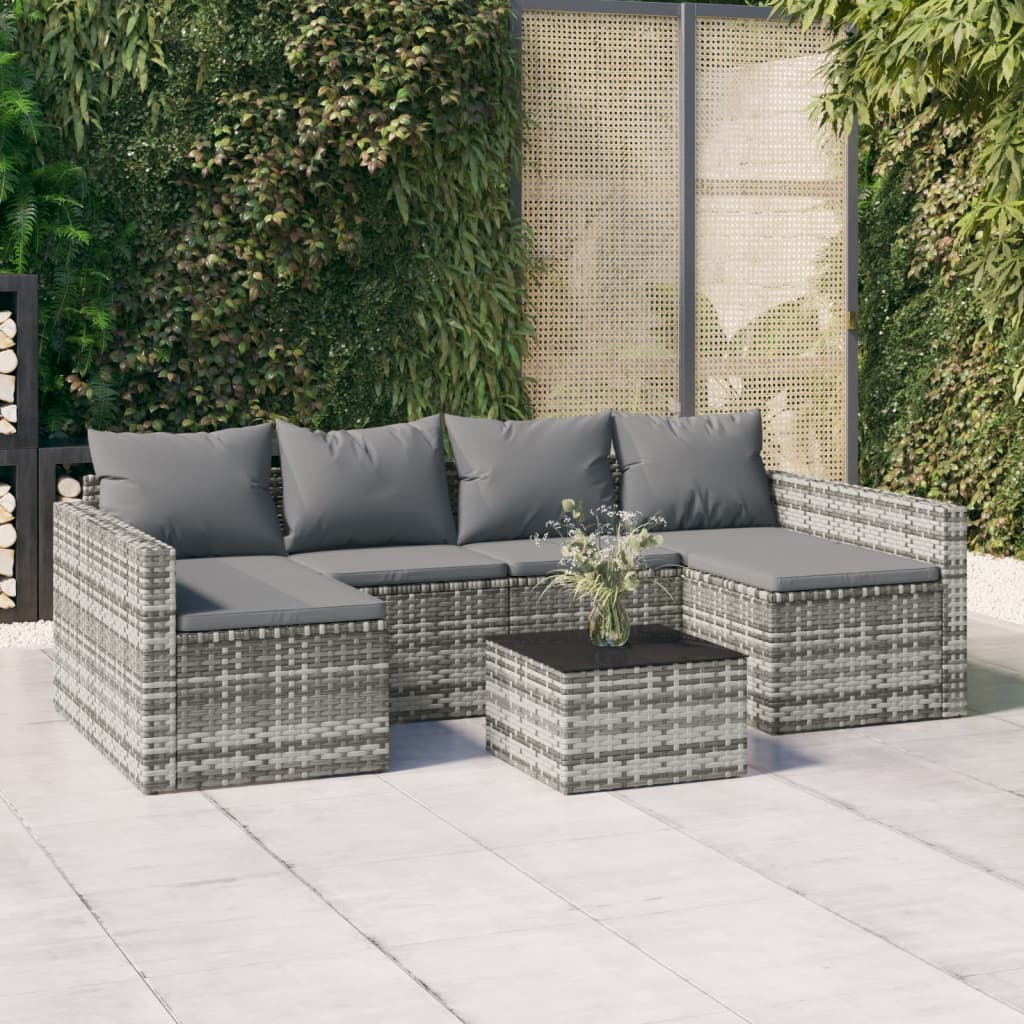 2-Tlg. Garten-Lounge-Set Mit Kissen Poly Rattan