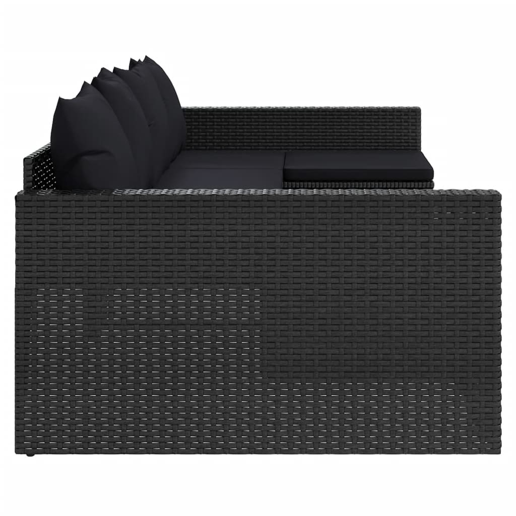 2-Tlg. Garten-Lounge-Set Mit Kissen Poly Rattan