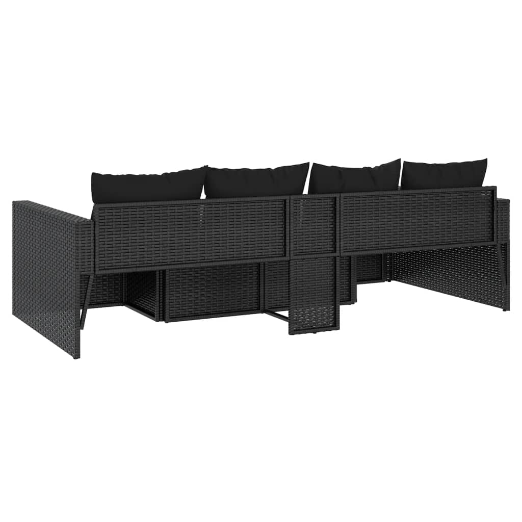 2-Tlg. Garten-Lounge-Set Mit Kissen Poly Rattan