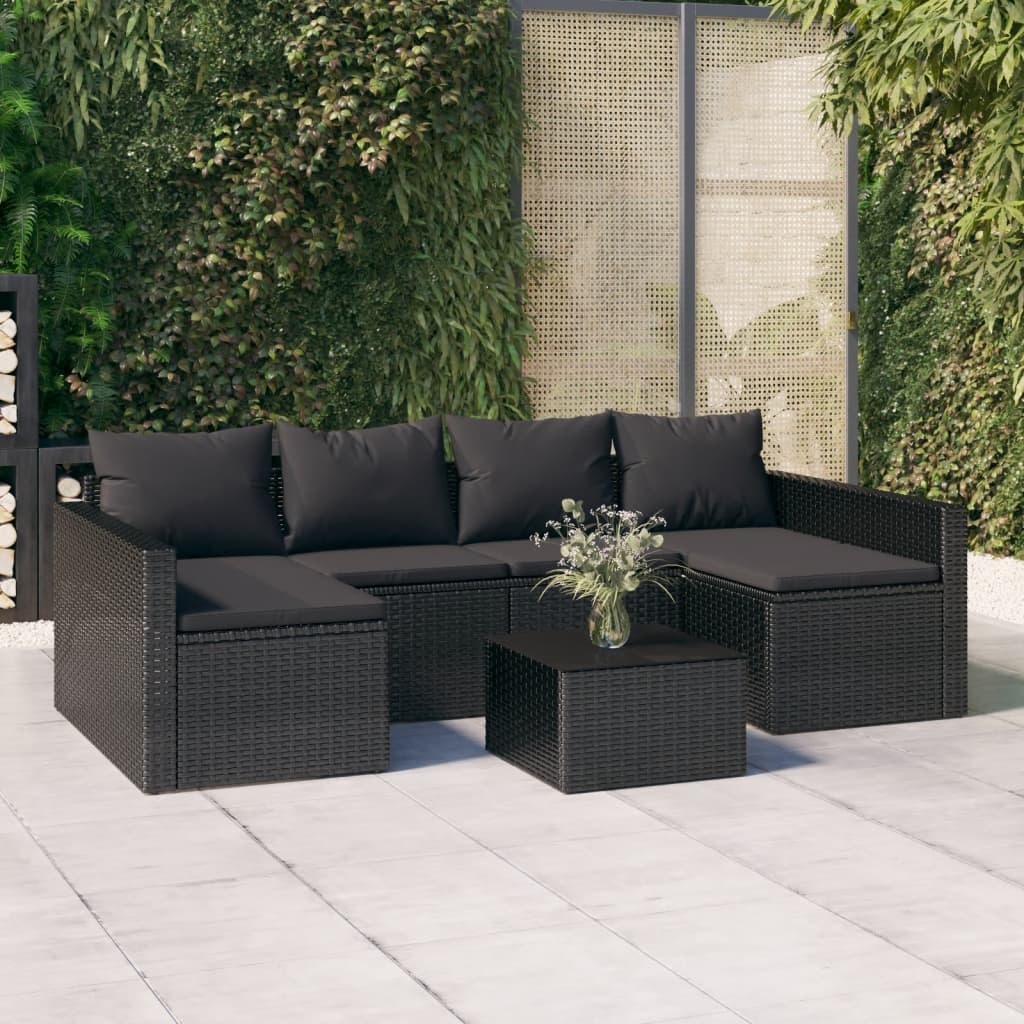 2-Tlg. Garten-Lounge-Set Mit Kissen Poly Rattan
