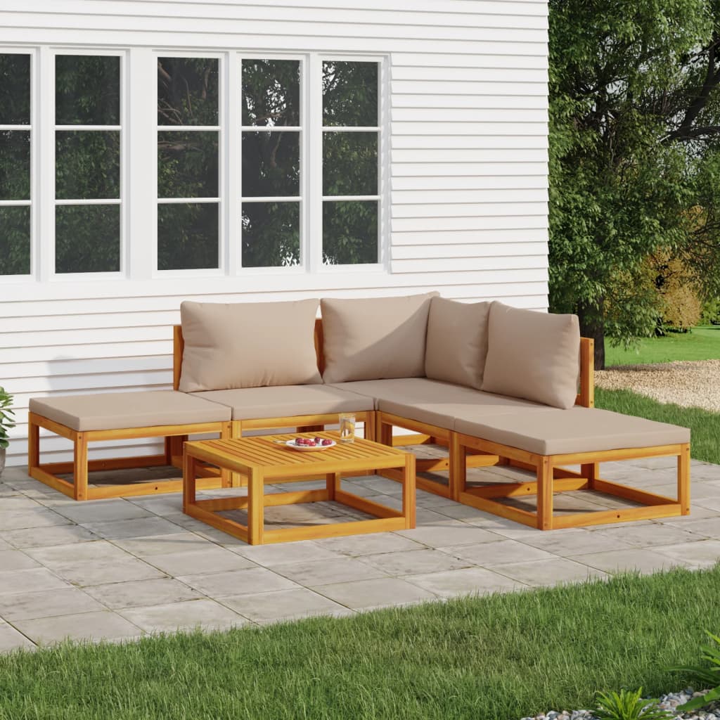 5-Tlg. Garten-Lounge-Set Mit En Kissen Massivholz