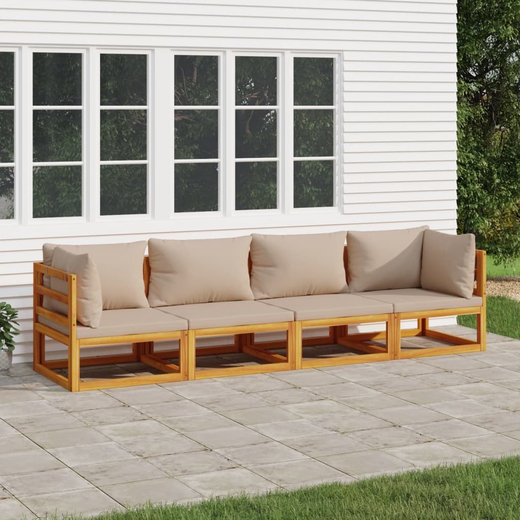 5-Tlg. Garten-Lounge-Set Mit En Kissen Massivholz