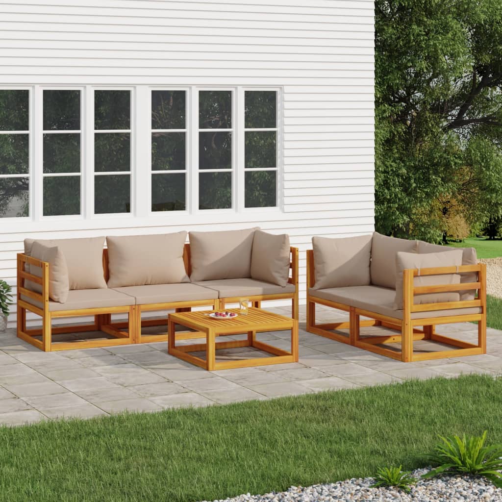 5-Tlg. Garten-Lounge-Set Mit En Kissen Massivholz