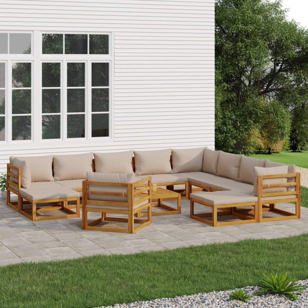 5-Tlg. Garten-Lounge-Set Mit En Kissen Massivholz