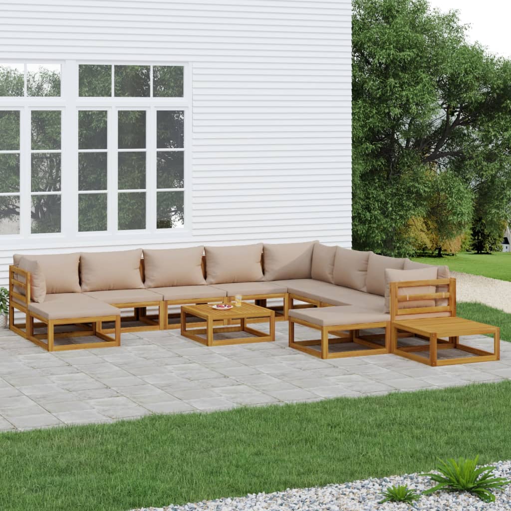 5-Tlg. Garten-Lounge-Set Mit En Kissen Massivholz
