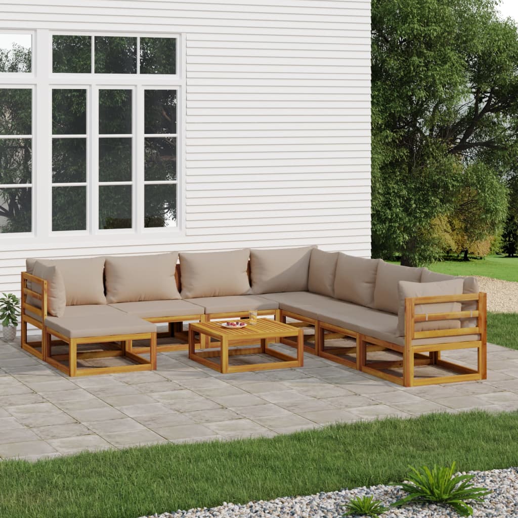 5-Tlg. Garten-Lounge-Set Mit En Kissen Massivholz