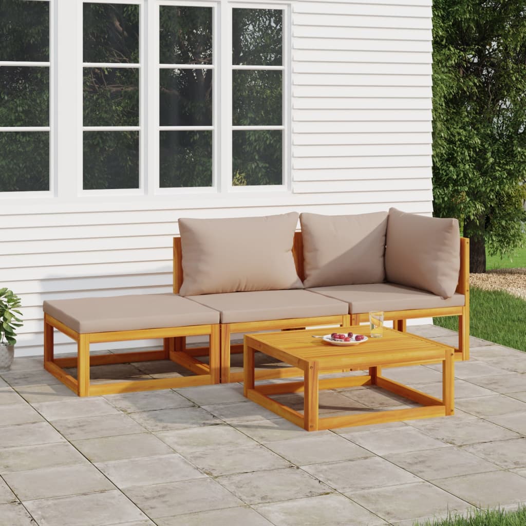 5-Tlg. Garten-Lounge-Set Mit En Kissen Massivholz