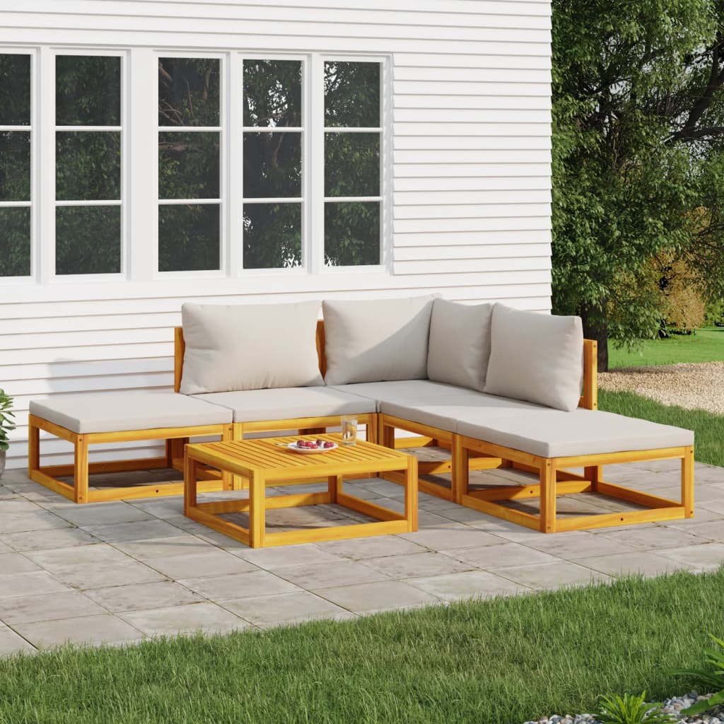 5-Tlg. Garten-Lounge-Set Mit En Kissen Massivholz