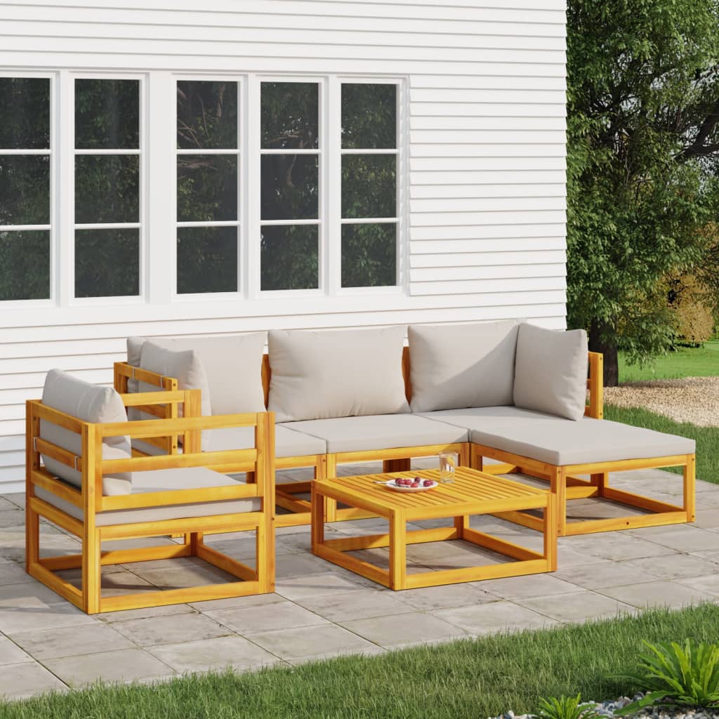 5-Tlg. Garten-Lounge-Set Mit En Kissen Massivholz
