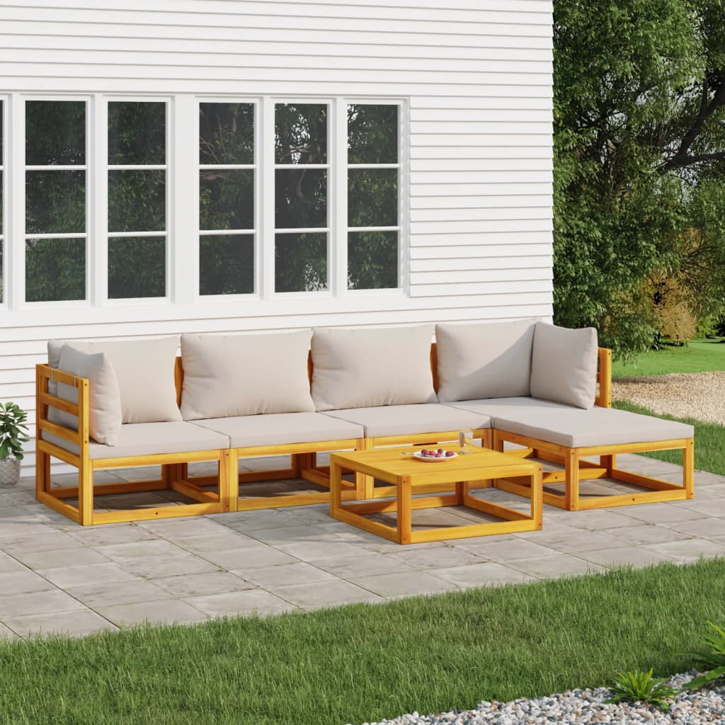 5-Tlg. Garten-Lounge-Set Mit En Kissen Massivholz