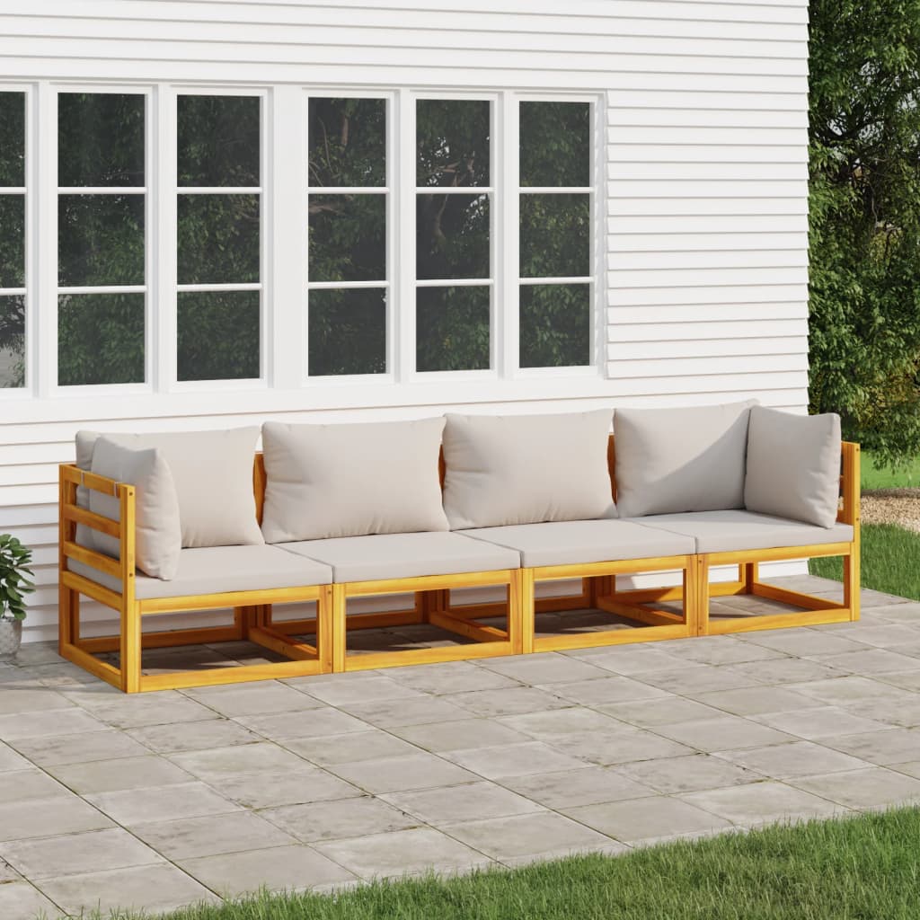 5-Tlg. Garten-Lounge-Set Mit En Kissen Massivholz