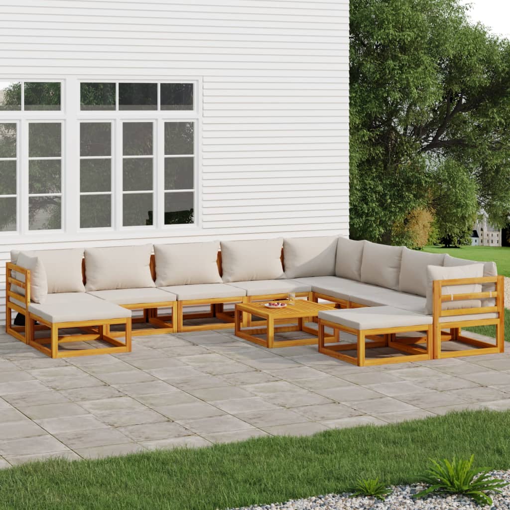 5-Tlg. Garten-Lounge-Set Mit En Kissen Massivholz
