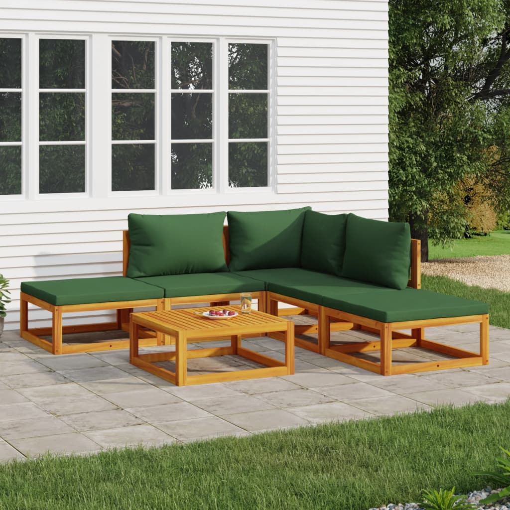 5-Tlg. Garten-Lounge-Set Mit En Kissen Massivholz