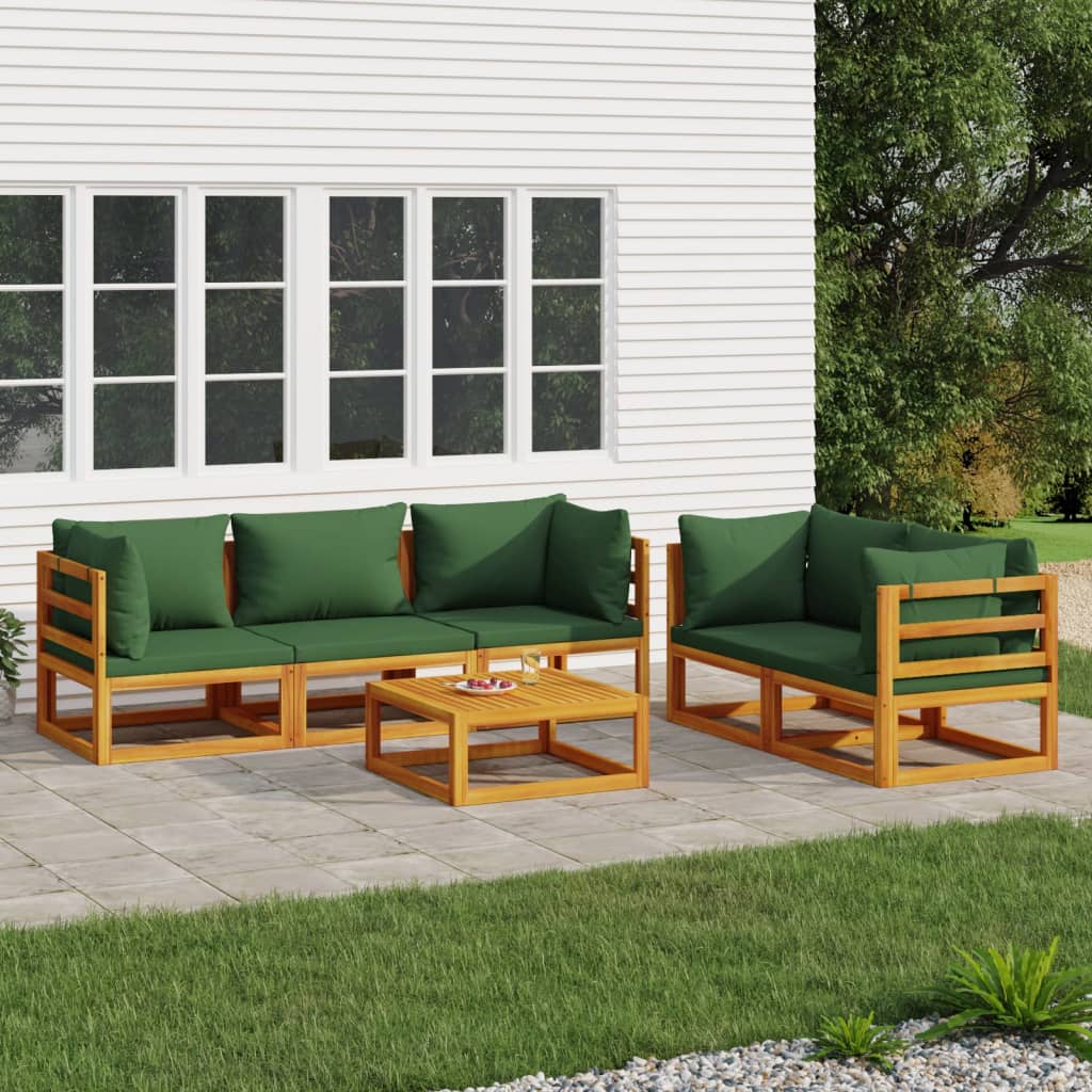 5-Tlg. Garten-Lounge-Set Mit En Kissen Massivholz