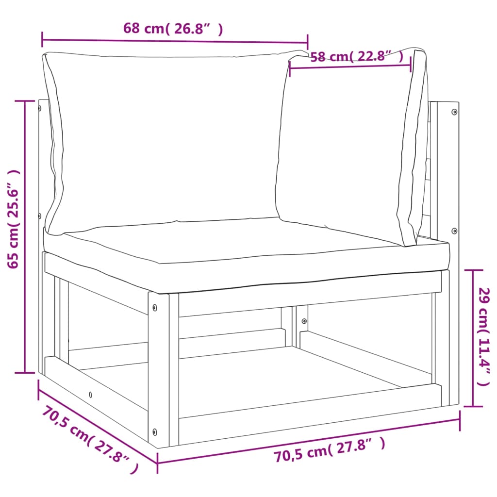 5-Tlg. Garten-Lounge-Set Mit En Kissen Massivholz
