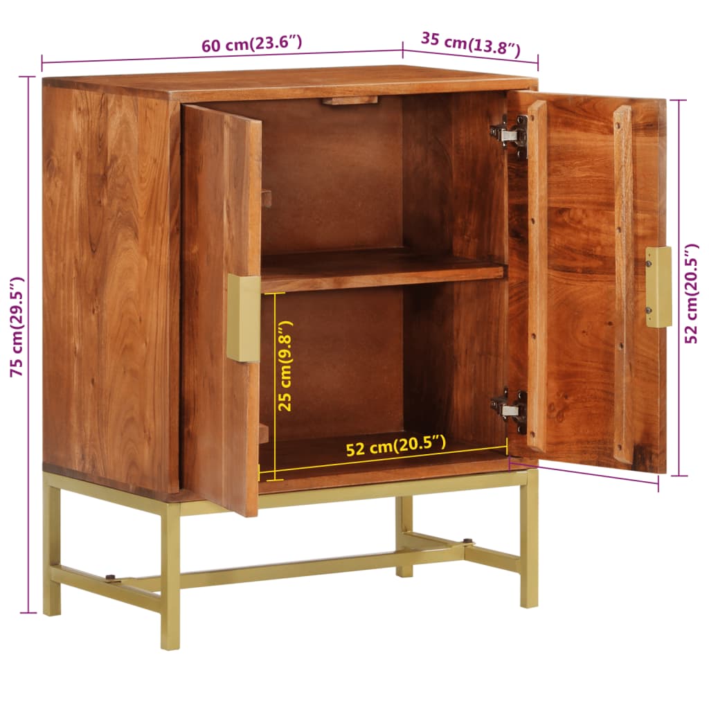 Sideboard 60X35X75 Cm Massivholz Akazie