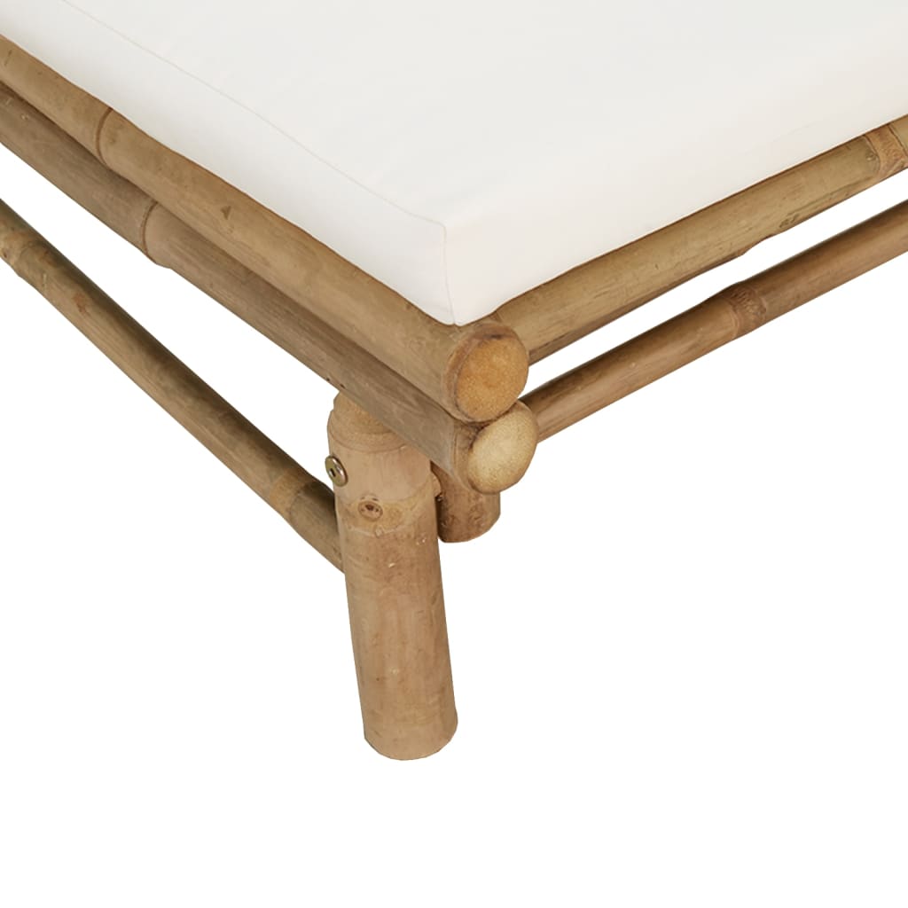 5-Tlg. Garten-Lounge-Set Mit Weißen Kissen Bambus