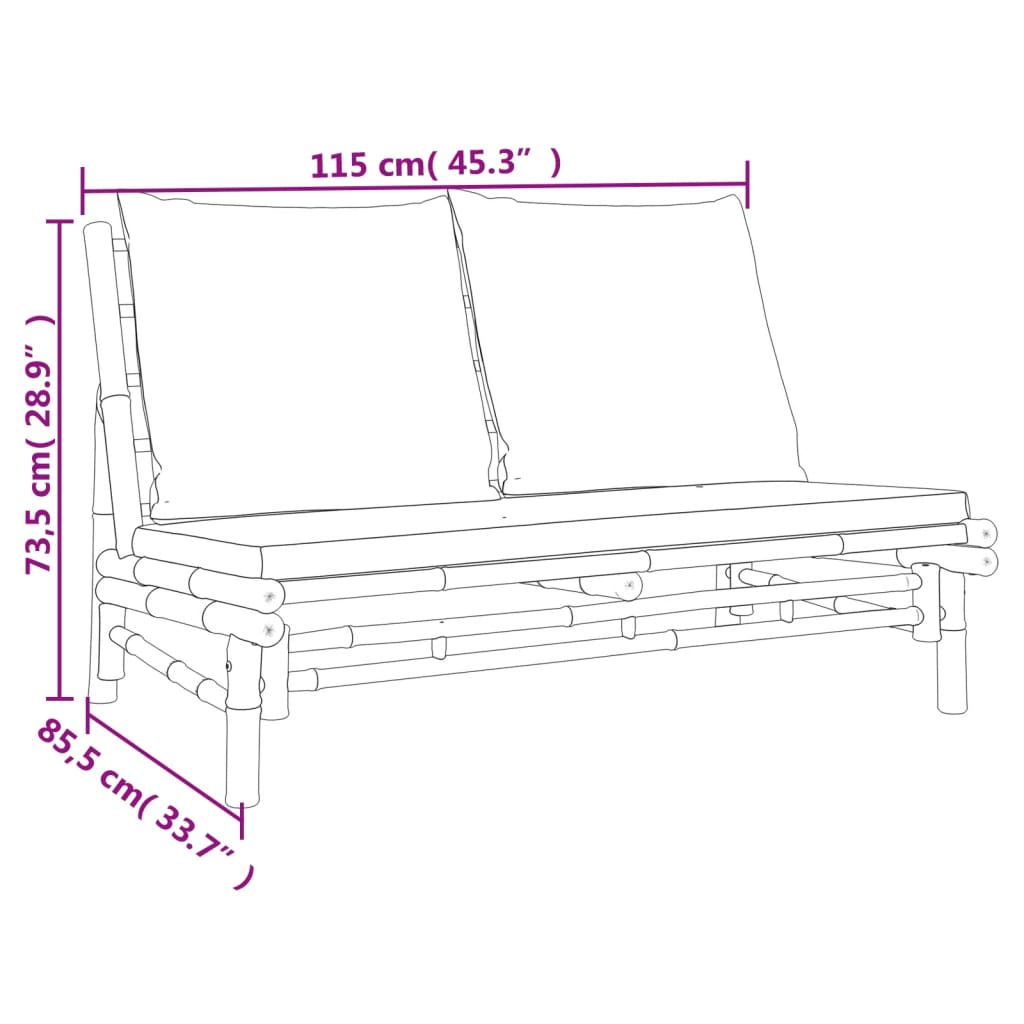 5-Tlg. Garten-Lounge-Set Mit Weißen Kissen Bambus