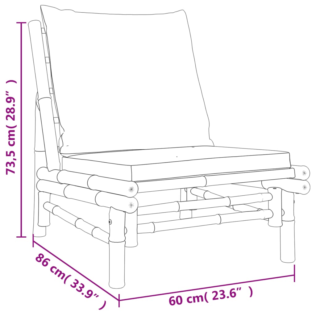 5-Tlg. Garten-Lounge-Set Mit Weißen Kissen Bambus