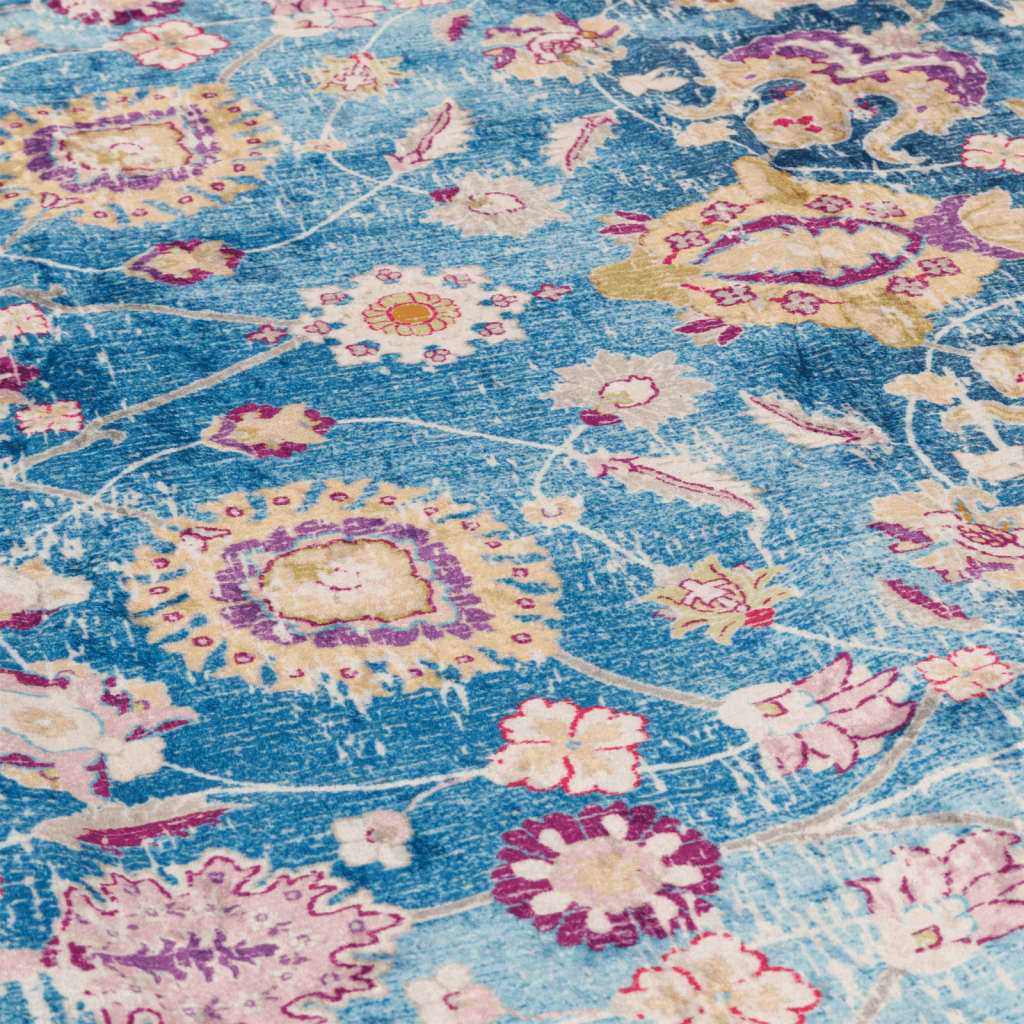Teppich Waschbar Mehrfarbig Rutschfest Blau Und Rosa