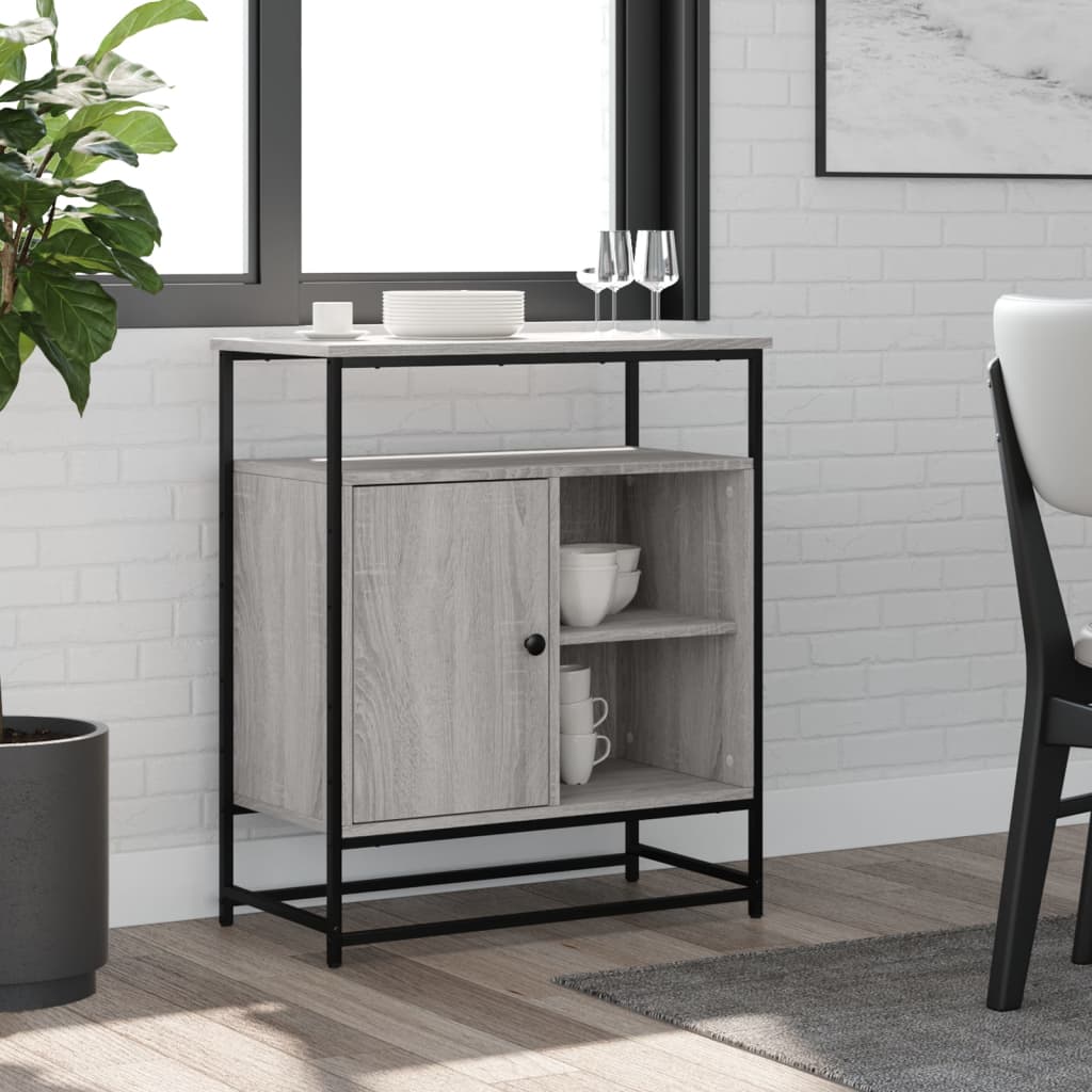 Sideboard Schwarz Eiche 69X35X80 Cm Schichtholz Und Stahl