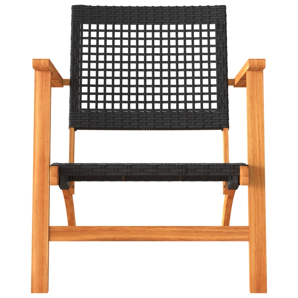 3-Tlg. Bistro-Set Poly Rattan Und Massivholz Akazie