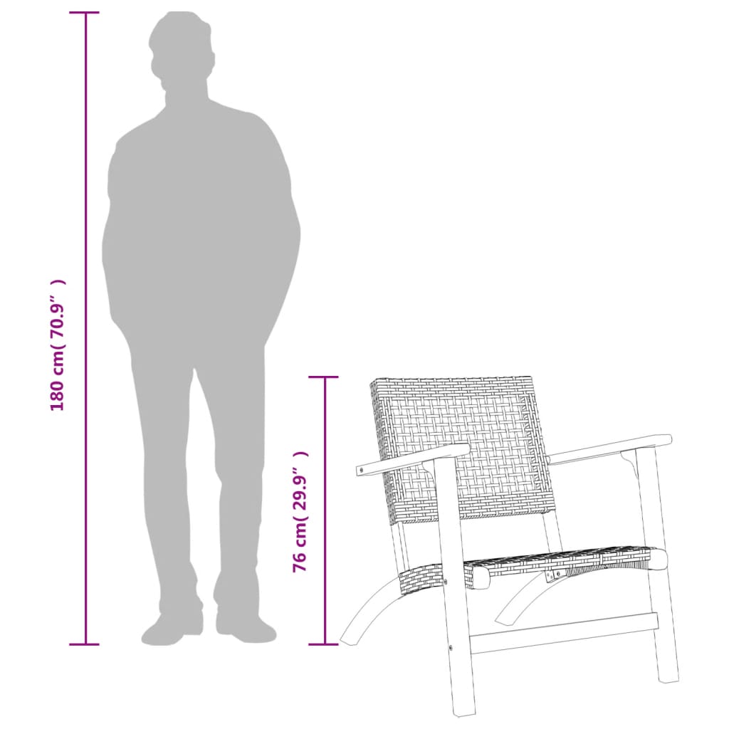 3-Tlg. Bistro-Set Poly Rattan Und Massivholz Akazie
