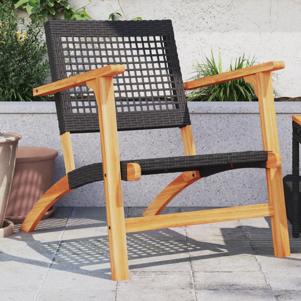 3-Tlg. Bistro-Set Poly Rattan Und Massivholz Akazie