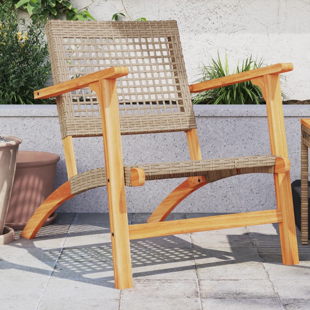 3-Tlg. Bistro-Set Poly Rattan Und Massivholz Akazie