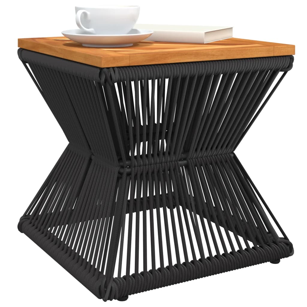 Couchtisch Mit Drahtgestell Schwarz 38X38X38 Cm Akazienholz
