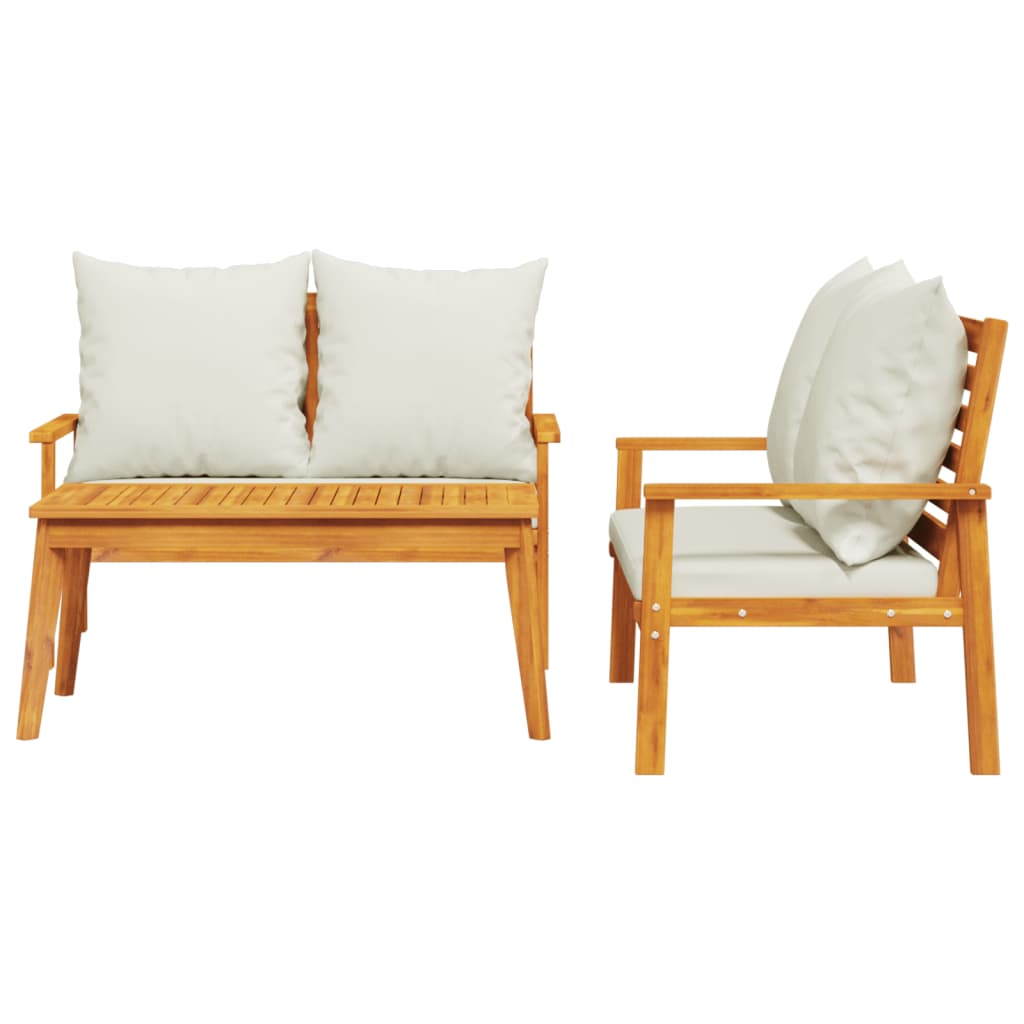 3-Tlg. Garten-Lounge-Set Mit Kissen Massivholz Akazie