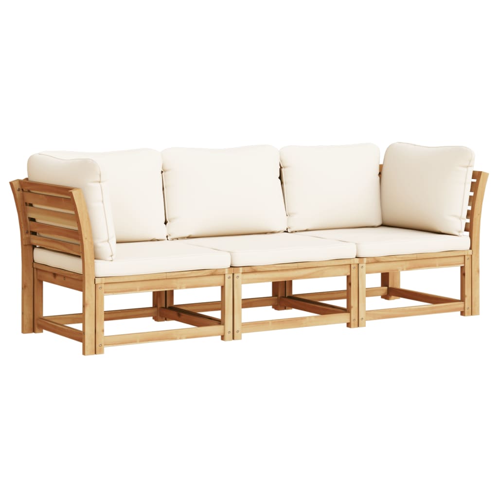 3-Tlg. Garten-Lounge-Set Mit Kissen Massivholz Akazie