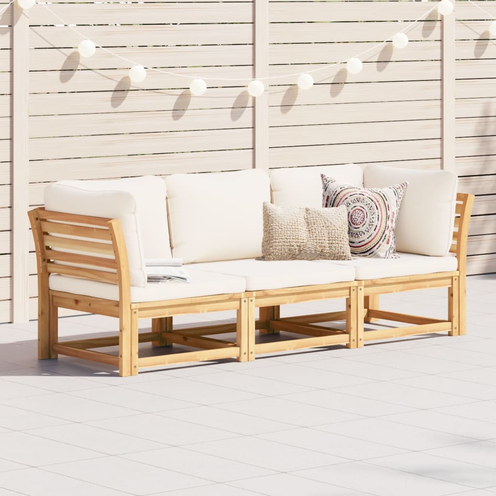 3-Tlg. Garten-Lounge-Set Mit Kissen Massivholz Akazie